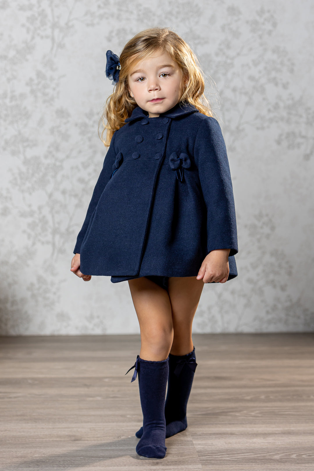 Abuela Tata "Beatrice" Navy Felt Coat | Millie and John
