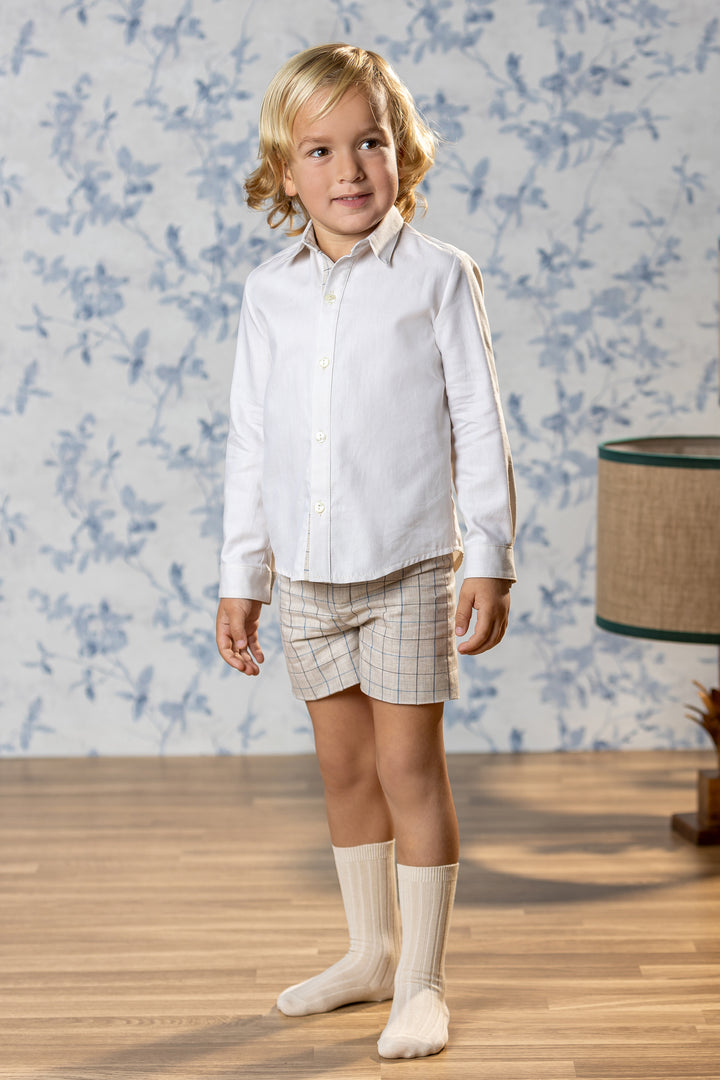 Abuela Tata "Christopher" Shirt & Stone Check Shorts | Millie and John