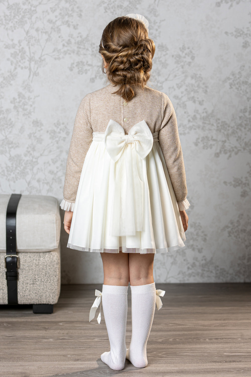 Abuela Tata "Callie" Sparkly Beige Tulle Dress | Millie and John