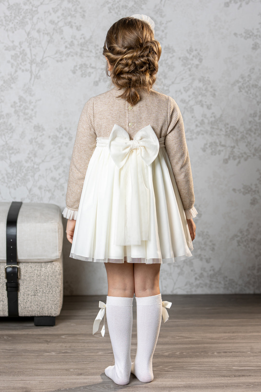 Abuela Tata "Callie" Sparkly Beige Tulle Dress | Millie and John