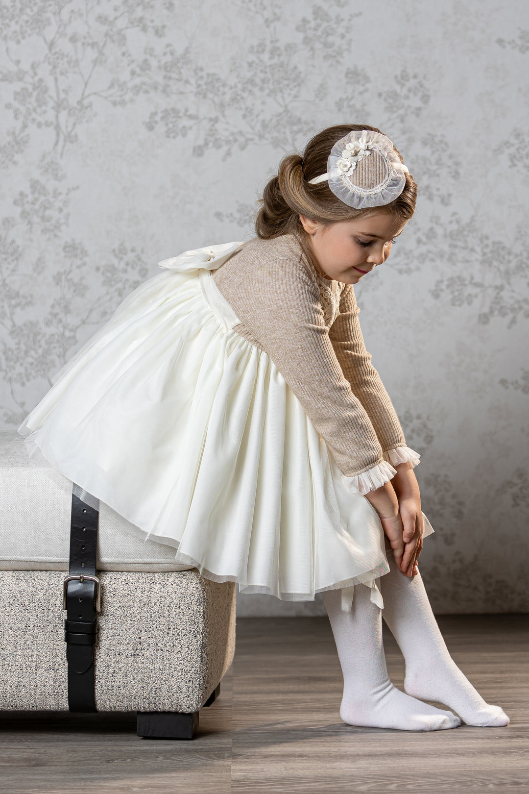 Abuela Tata "Callie" Sparkly Beige Tulle Dress | Millie and John
