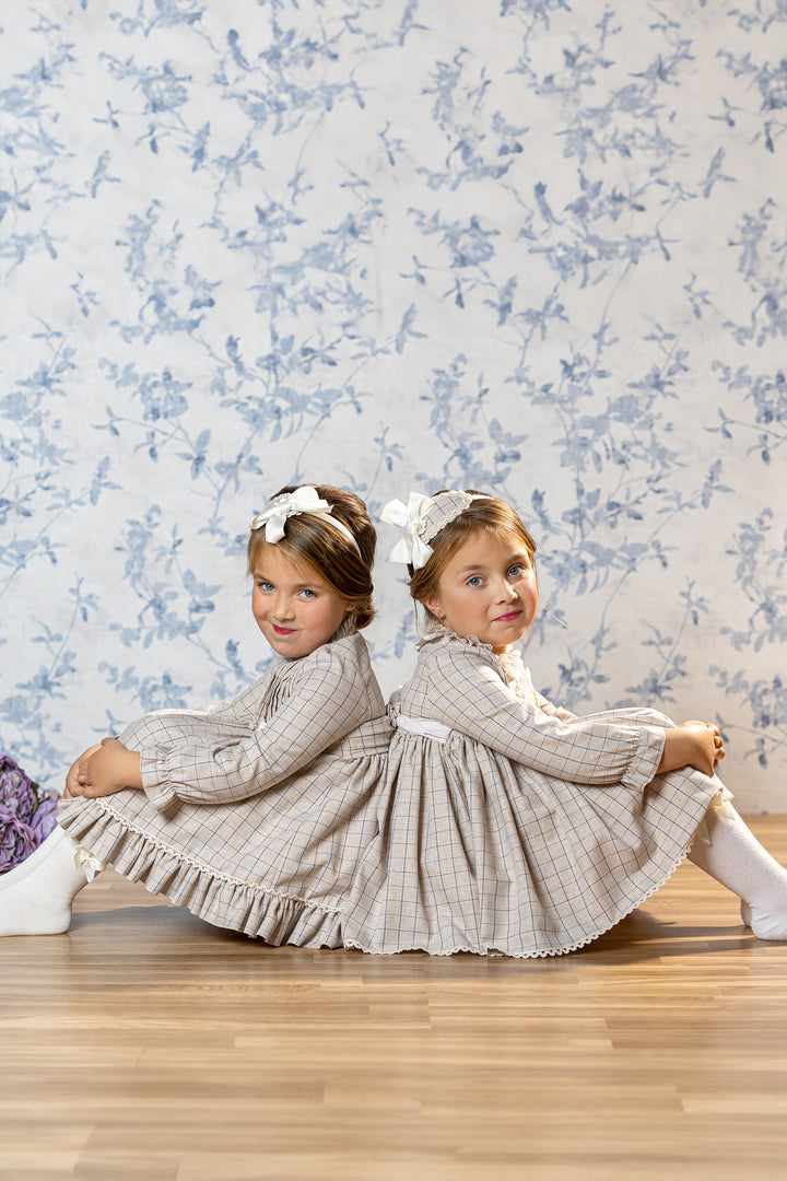 Abuela Tata "Claudia" Stone Check Dress | Millie and John