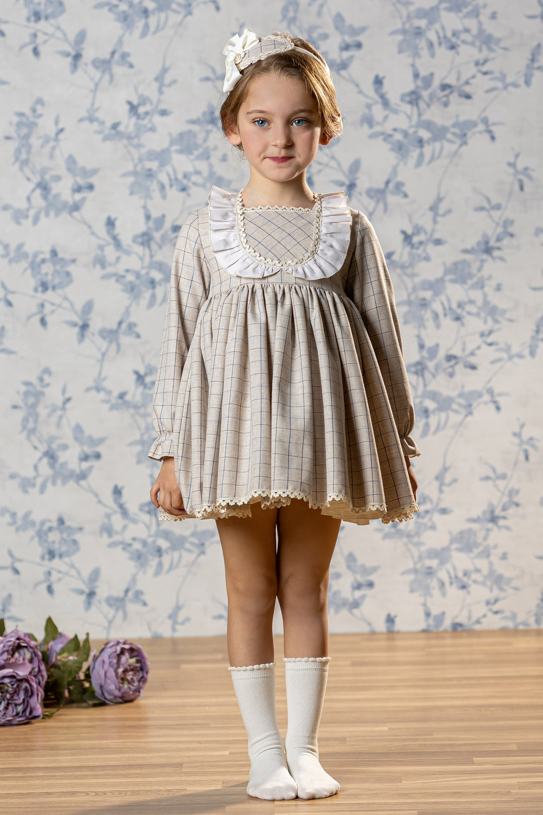 Abuela Tata "Claudia" Stone Check Dress | Millie and John