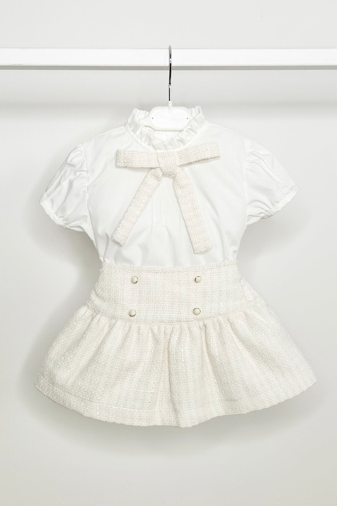 Puro Mimo "Anastasia" Ivory Bouclé Blouse & Skirt | Millie and John