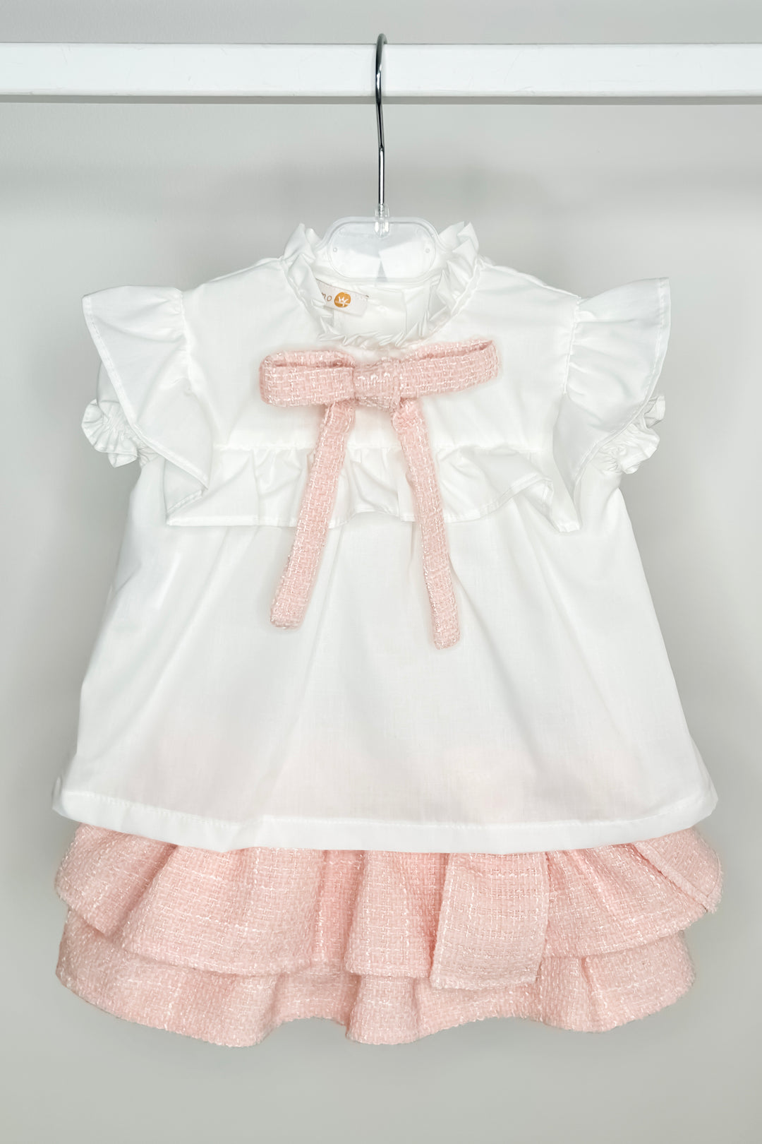 Puro Mimo "Belinda" Blush Pink Bouclé Blouse & Skort | Millie and John
