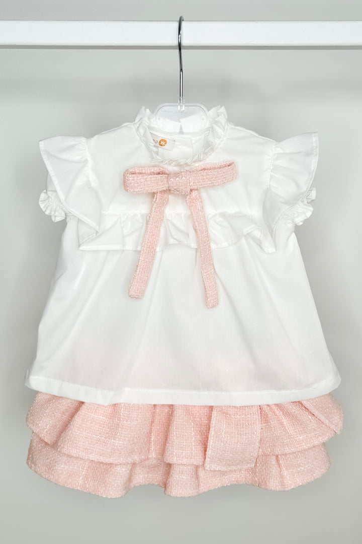 Puro Mimo "Belinda" Blush Pink Bouclé Blouse & Skort | Millie and John