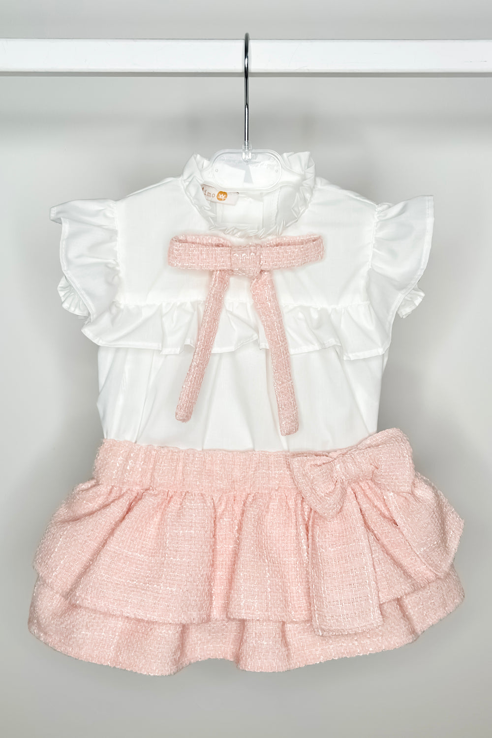 Puro Mimo "Belinda" Blush Pink Bouclé Blouse & Skort | Millie and John