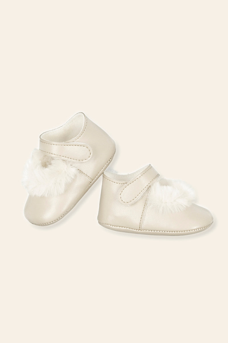 Mac Ilusion Sand Leather Fur Trim Soft Sole Shoes | Millie and John