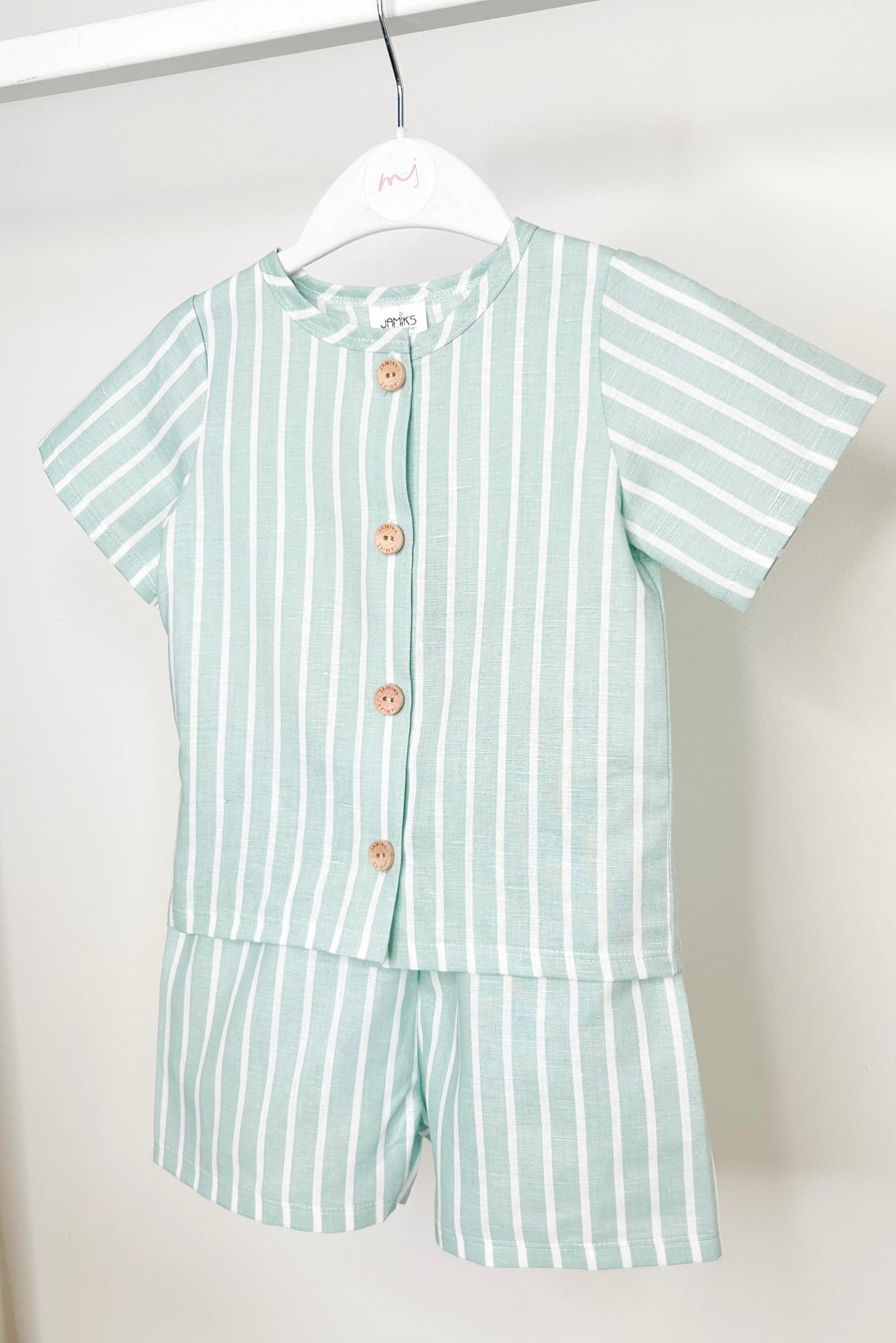 Jamiks "Zuri" Mint Striped Short & Shorts | Millie and John