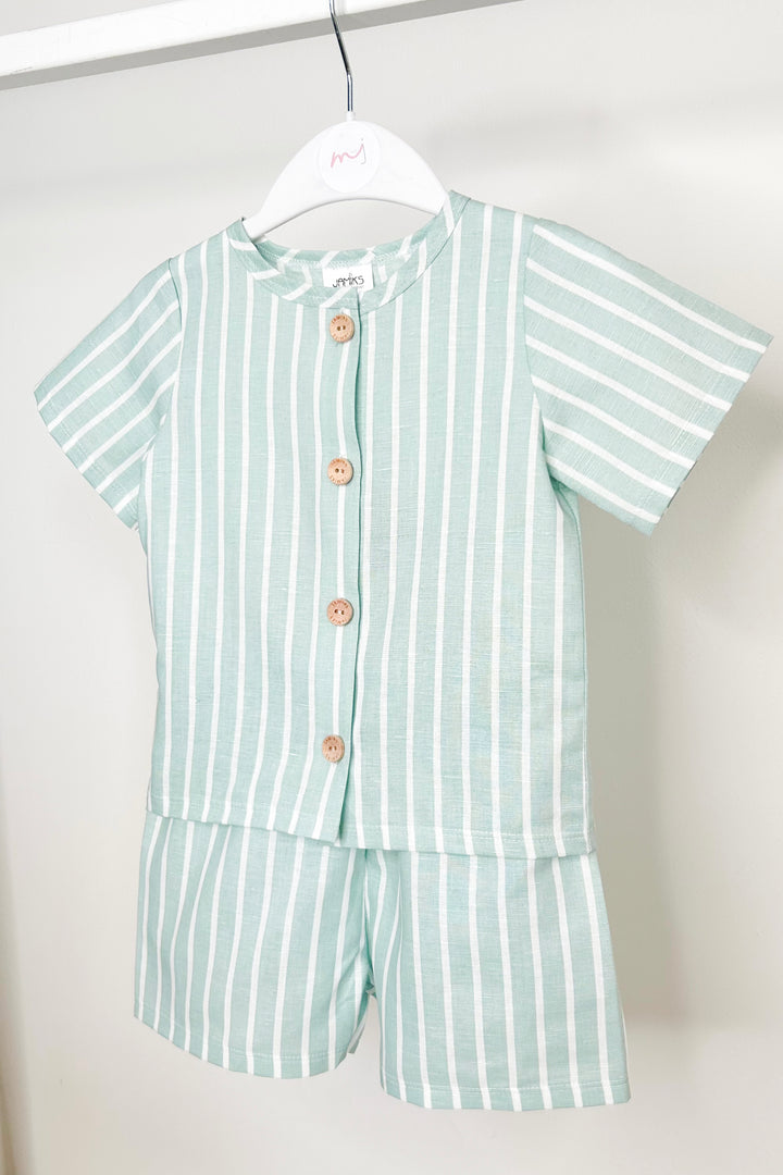 Jamiks "Zuri" Mint Striped Short & Shorts | Millie and John