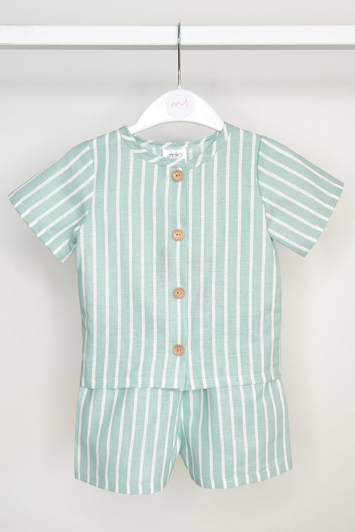 Jamiks "Zuri" Mint Striped Short & Shorts | Millie and John