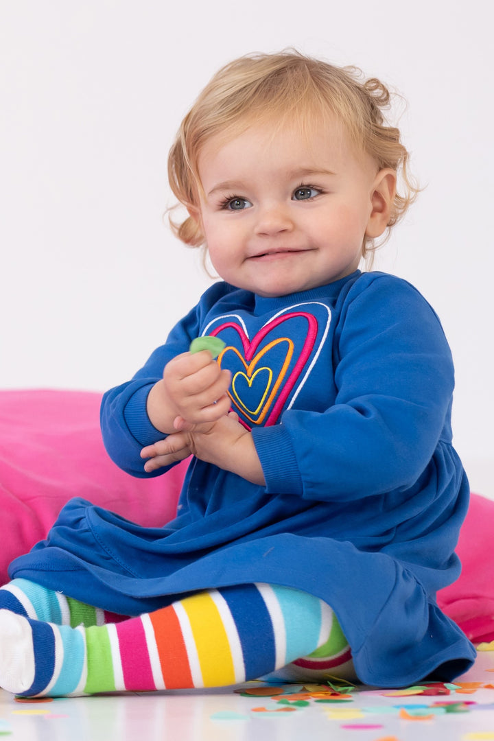 Agatha Ruíz de la Prada "Emily" Royal Blue Heart Dress & Tights | Millie and John