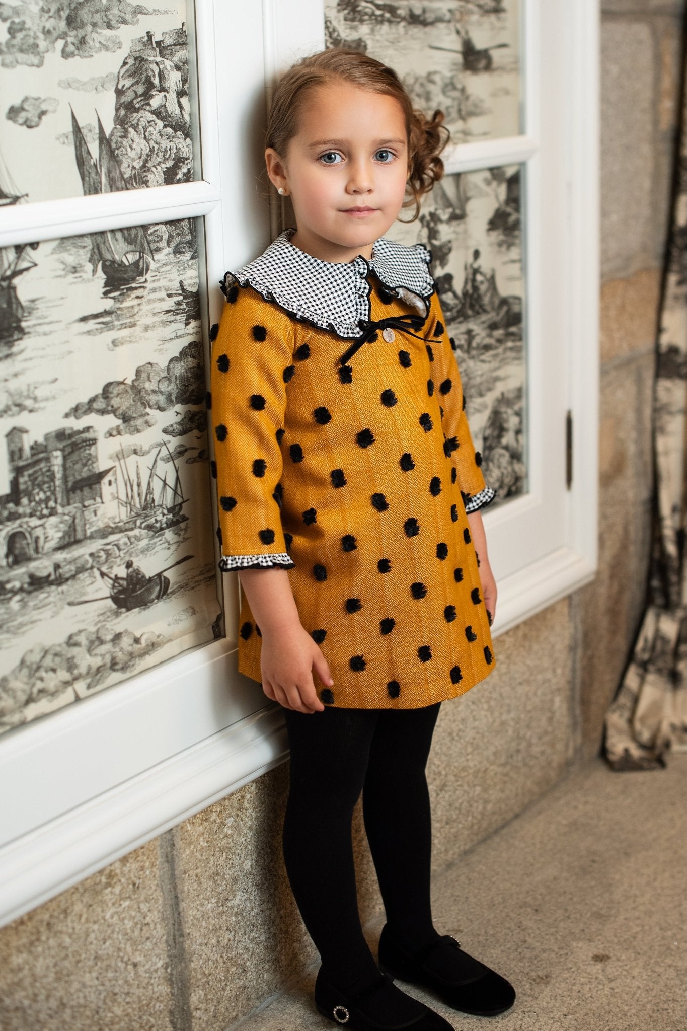 blue dress for baby girl Zapaka Women Vintage Dress Yellow Polka Dots Print Spring 1950s Swing Dress, Yellow White Dot / L main image 1