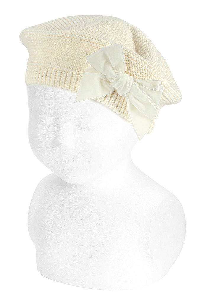Condor Cream Velvet Bow Beret | Millie and John
