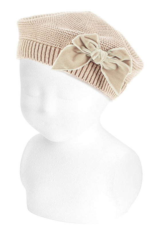 Condor Linen Velvet Bow Beret | Millie and John