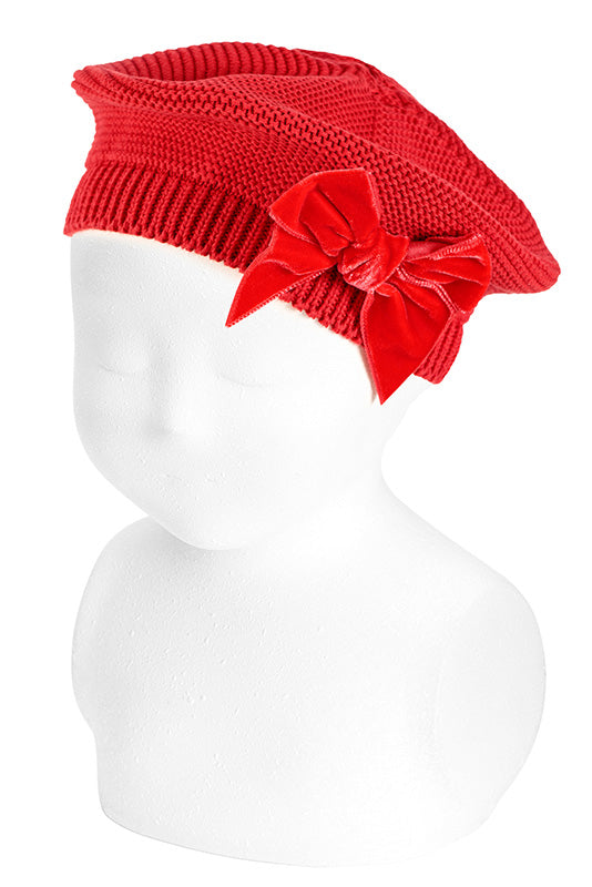 Condor Red Velvet Bow Beret | Millie and John
