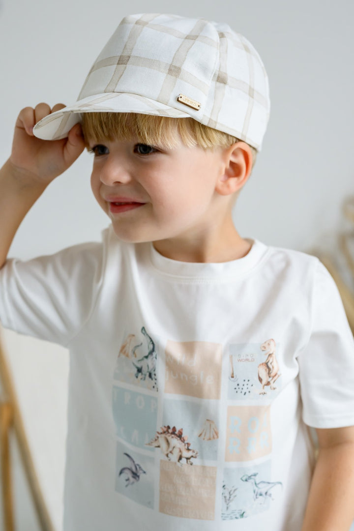 Jamiks "Johannes" Ivory & Blue Dinosaur T-Shirt & Shorts | Millie and John