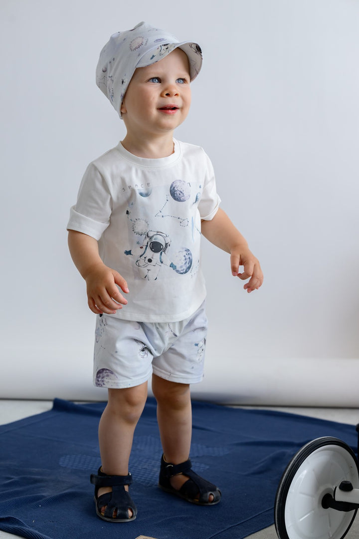 Jamiks "Jackson" Ivory & Blue Astronaut T-Shirt & Shorts | Millie and John