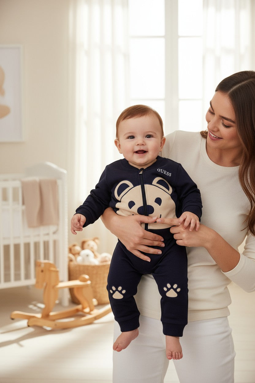 GUESS® Kids "Miles" Navy Bear Jacket & Joggers | Millie and John