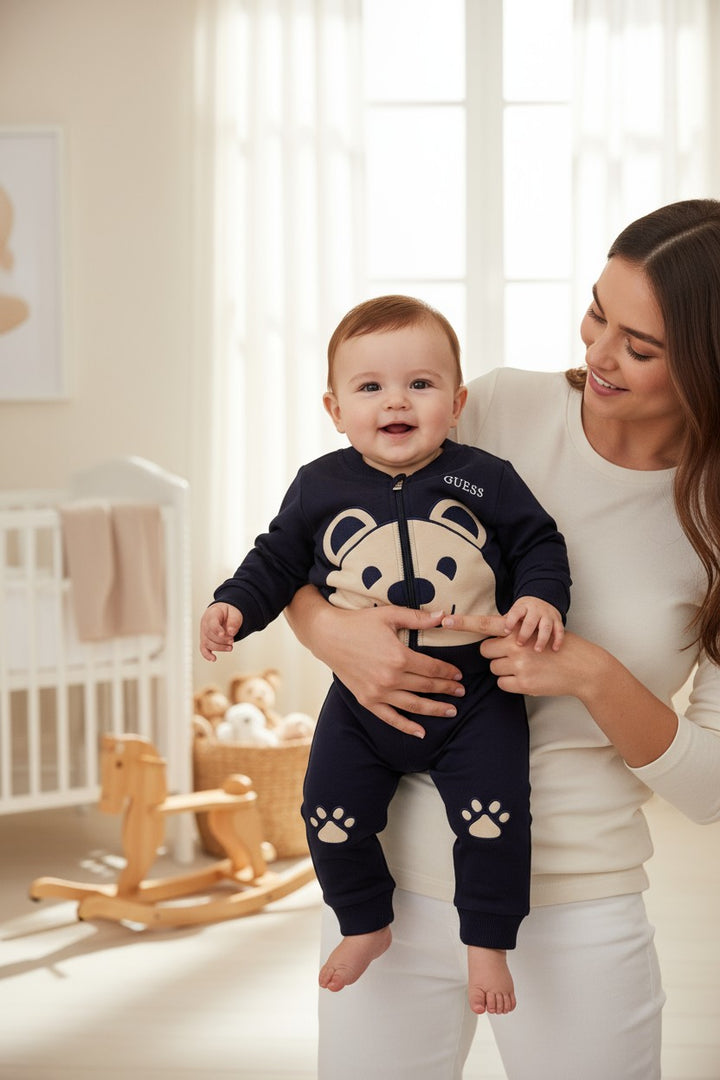 GUESS® Kids "Miles" Navy Bear Jacket & Joggers | Millie and John
