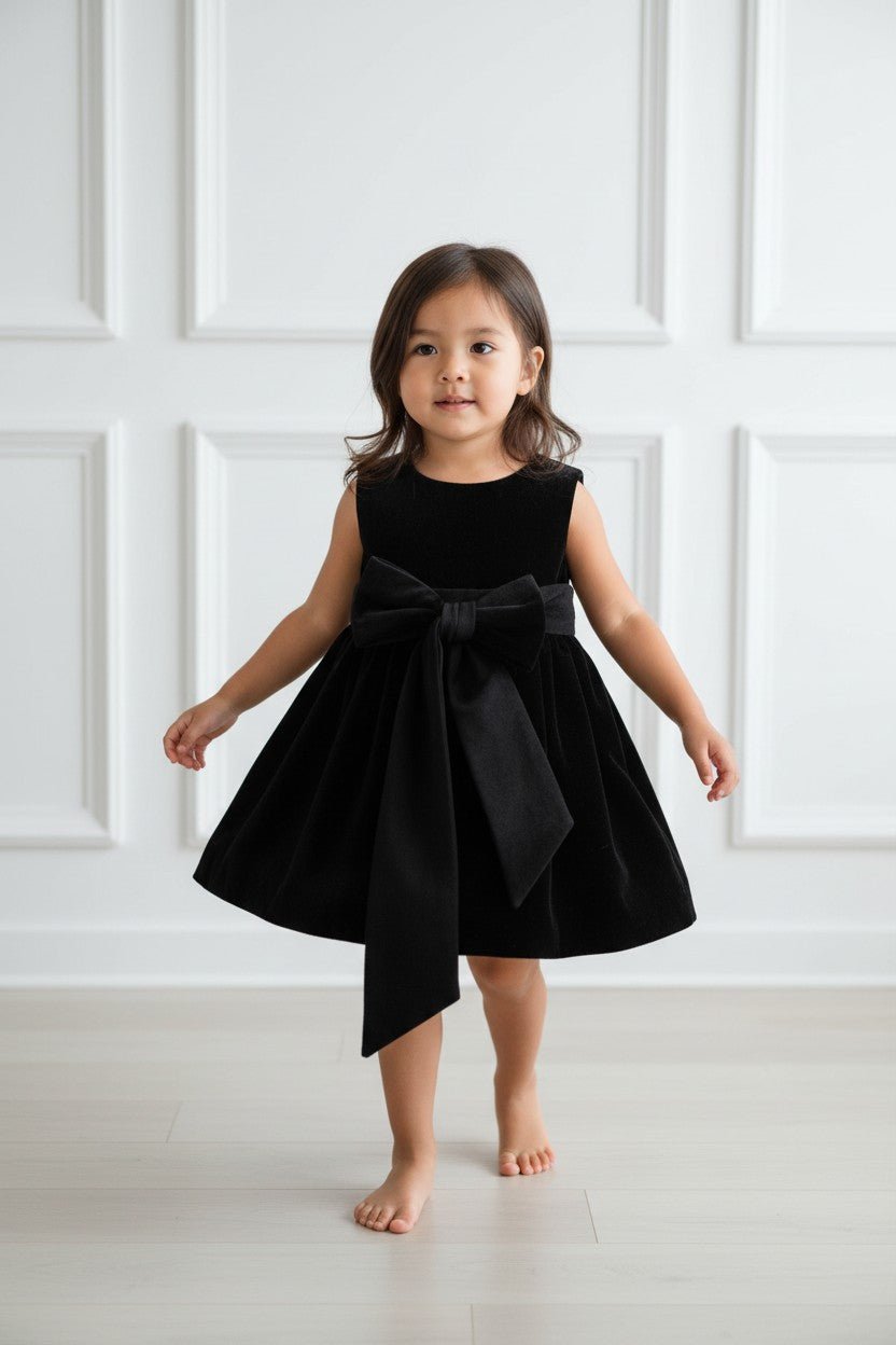 infant black velvet dress 