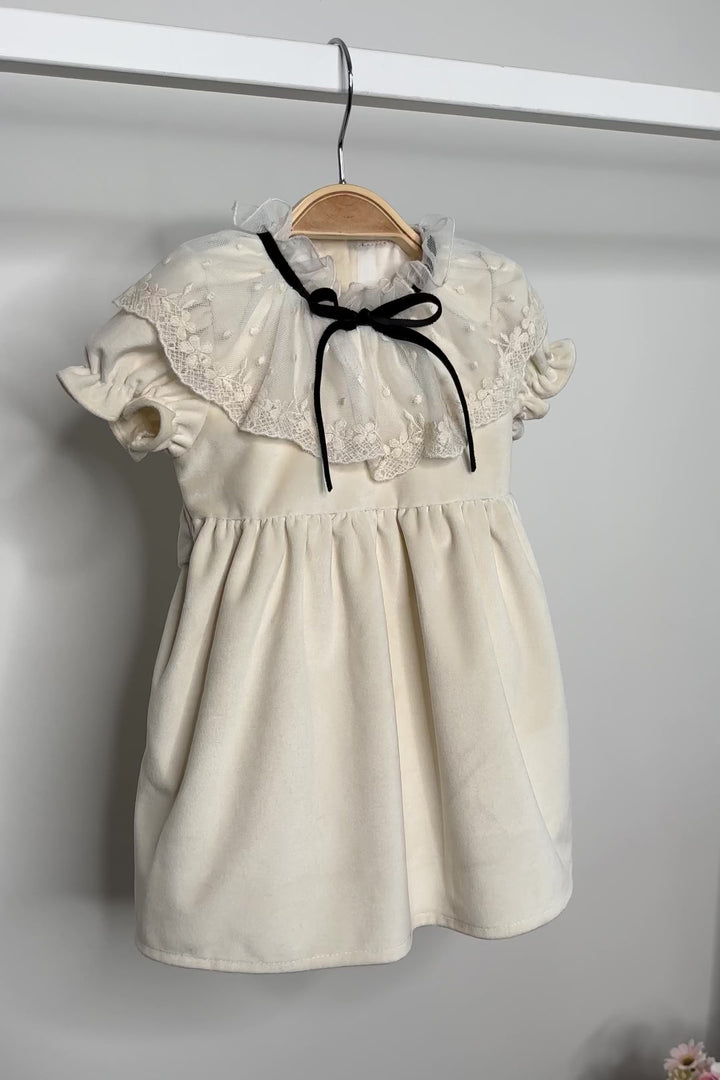 "Nellie" Cream Velvet Dress