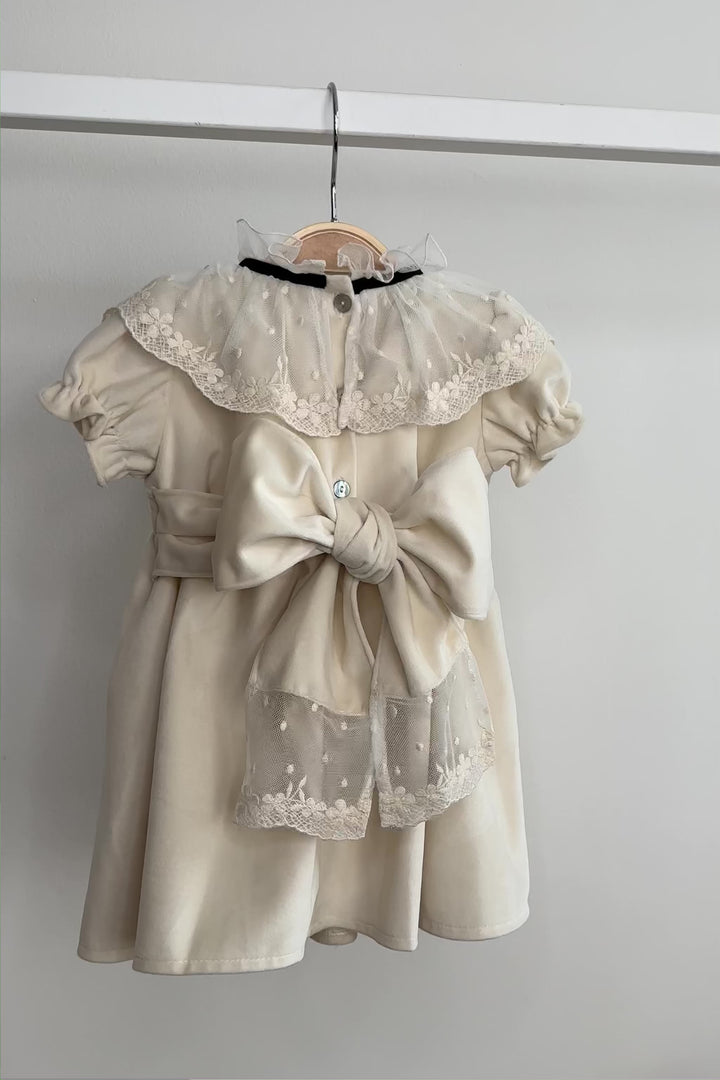 "Nellie" Cream Velvet Dress