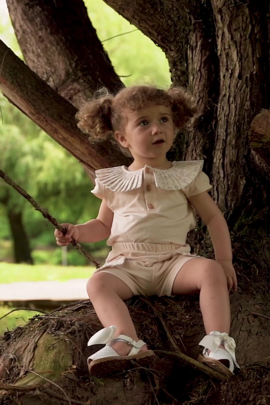 "Beatrice" Peach Bunny Blouse & Shorts