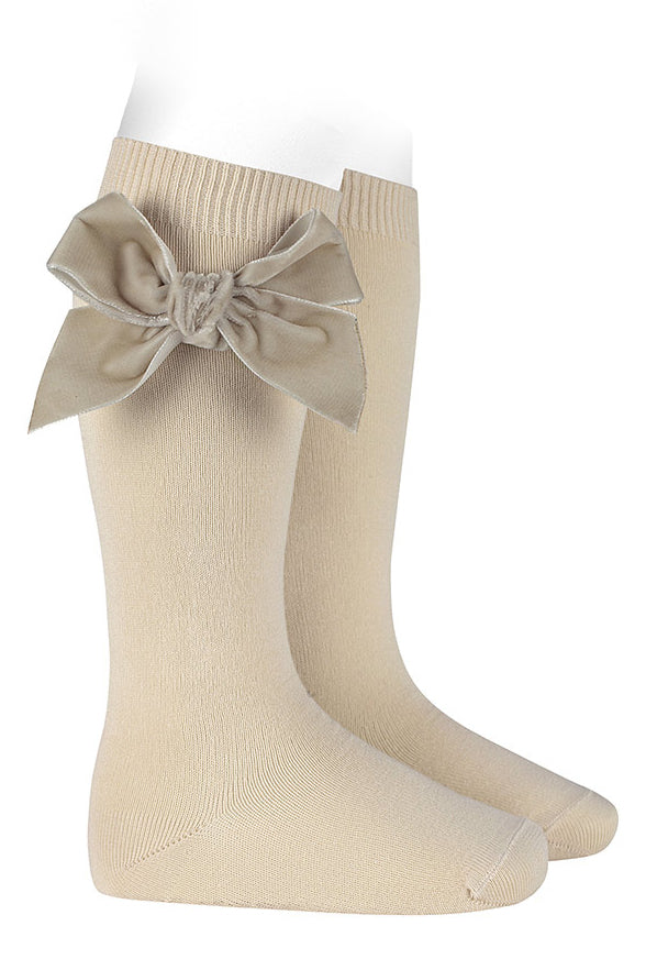 Condor Linen Velvet Bow Socks | Millie and John