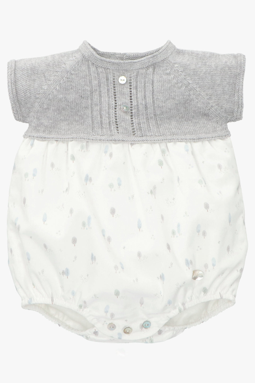 Martín Aranda "Saige" Light Grey Tree Print Romper | Millie and John