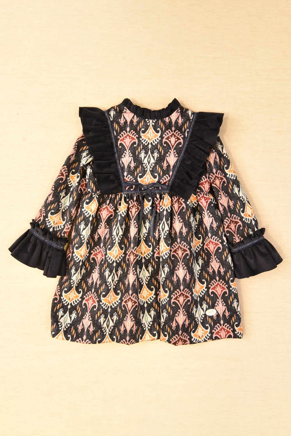 José Varón "Maeve" Navy Jacquard Print Dress | Millie and John