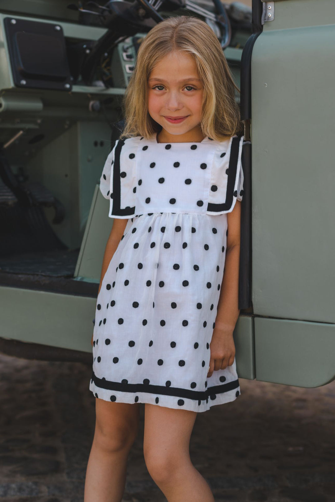 José Varón "Bella" Black & White Polka Dot Dress | Millie and John