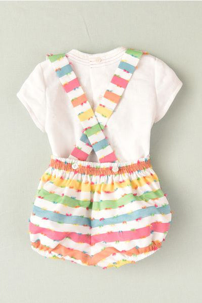 José Varón "Maddox" Multicoloured Striped Shirt & Dungaree Romper | Millie and John