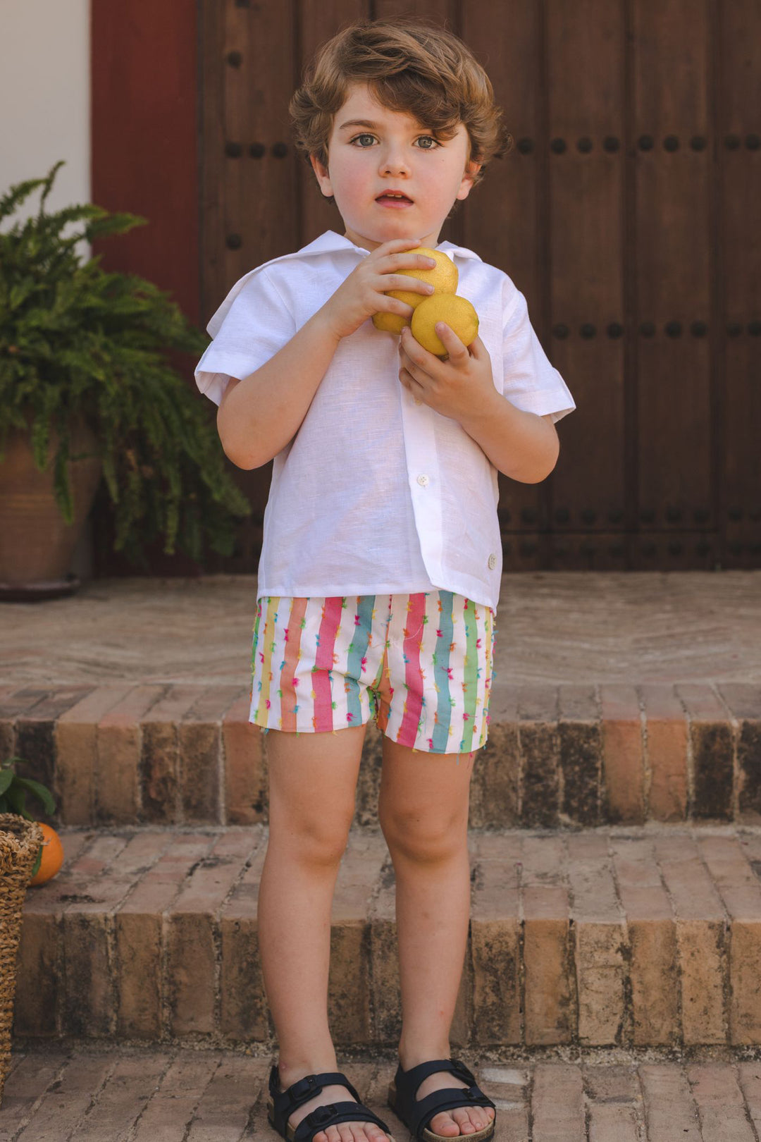 José Varón "Hartley" Hoodie & Multicoloured Striped Shorts | Millie and John