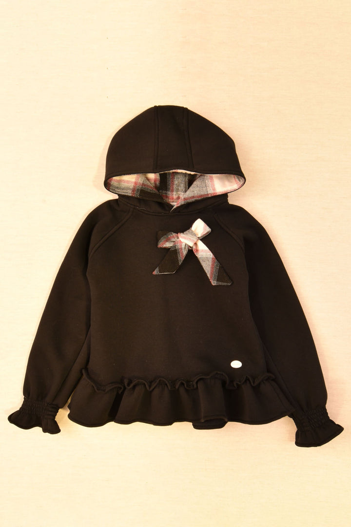 Cocote "Kiera" Black Tartan Bow Hoodie | Millie and John