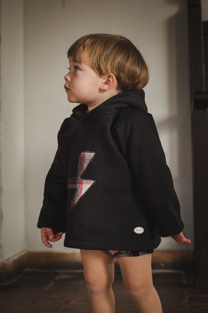 Cocote "Harlem" Black Tartan Lightning Bolt Hoodie | Millie and John