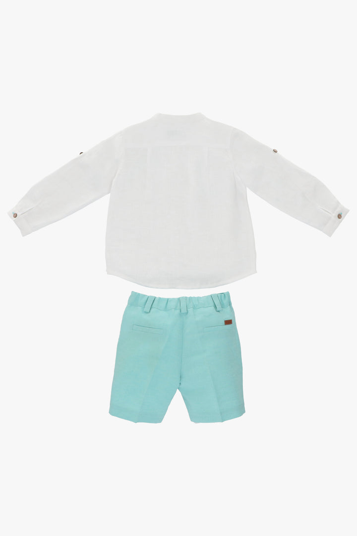 Martín Aranda "Emre" Linen Shirt & Duck Egg Shorts | Millie and John