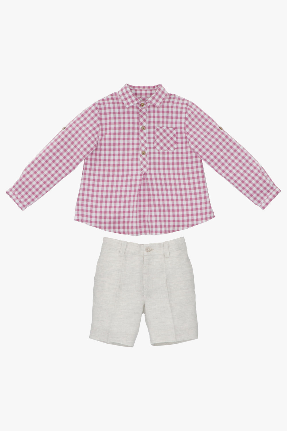 Martín Aranda "Murray" Orchid Purple Gingham Shirt & Shorts | Millie and John