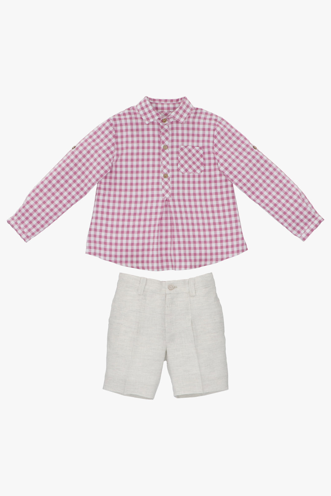 Martín Aranda "Murray" Orchid Purple Gingham Shirt & Shorts | Millie and John
