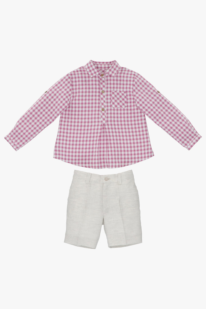 Martín Aranda "Murray" Orchid Purple Gingham Shirt & Shorts | Millie and John