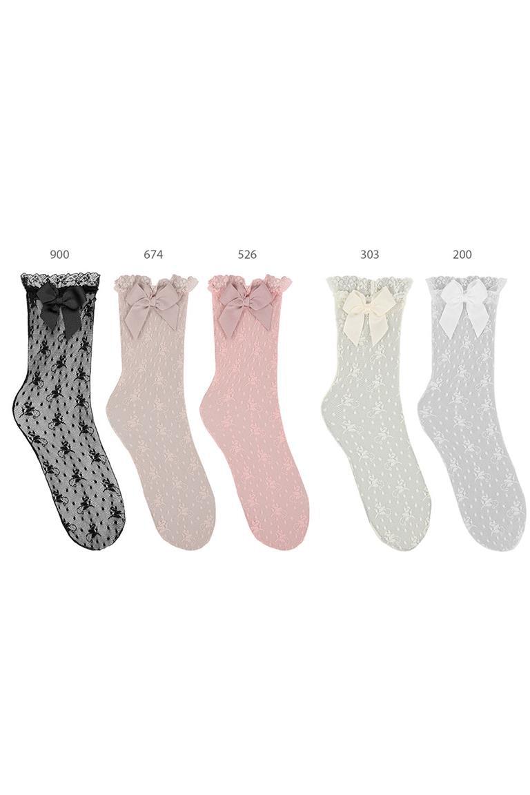 Condor Lace Bow Knee High Socks | Millie and John