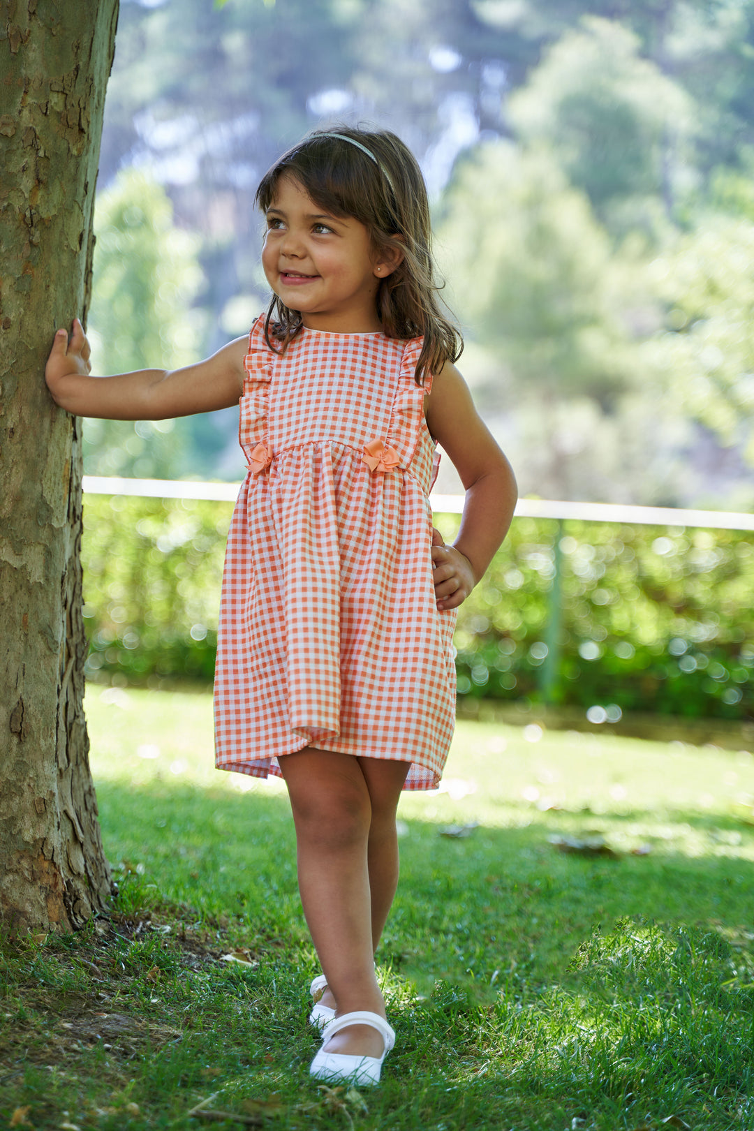 Rapife "Peaches" Orange Gingham Dress & Bloomers | Millie and John