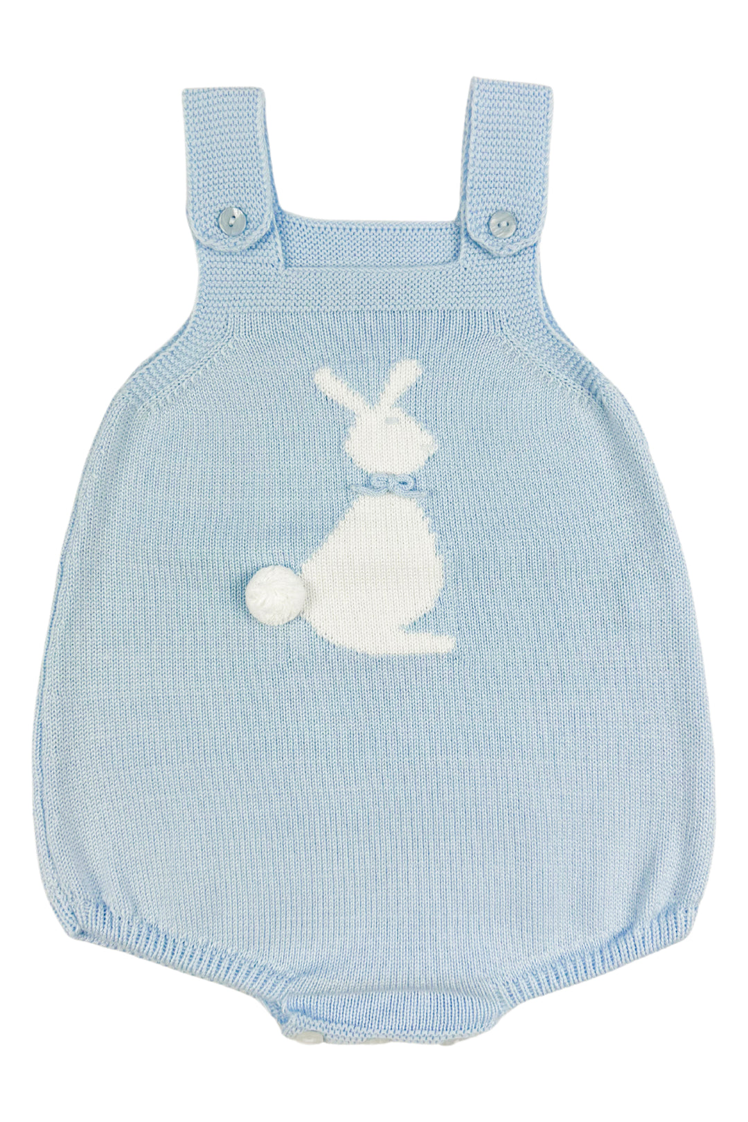 Granlei "Roux" Blue Knit Bunny Dungaree Romper | Millie and John