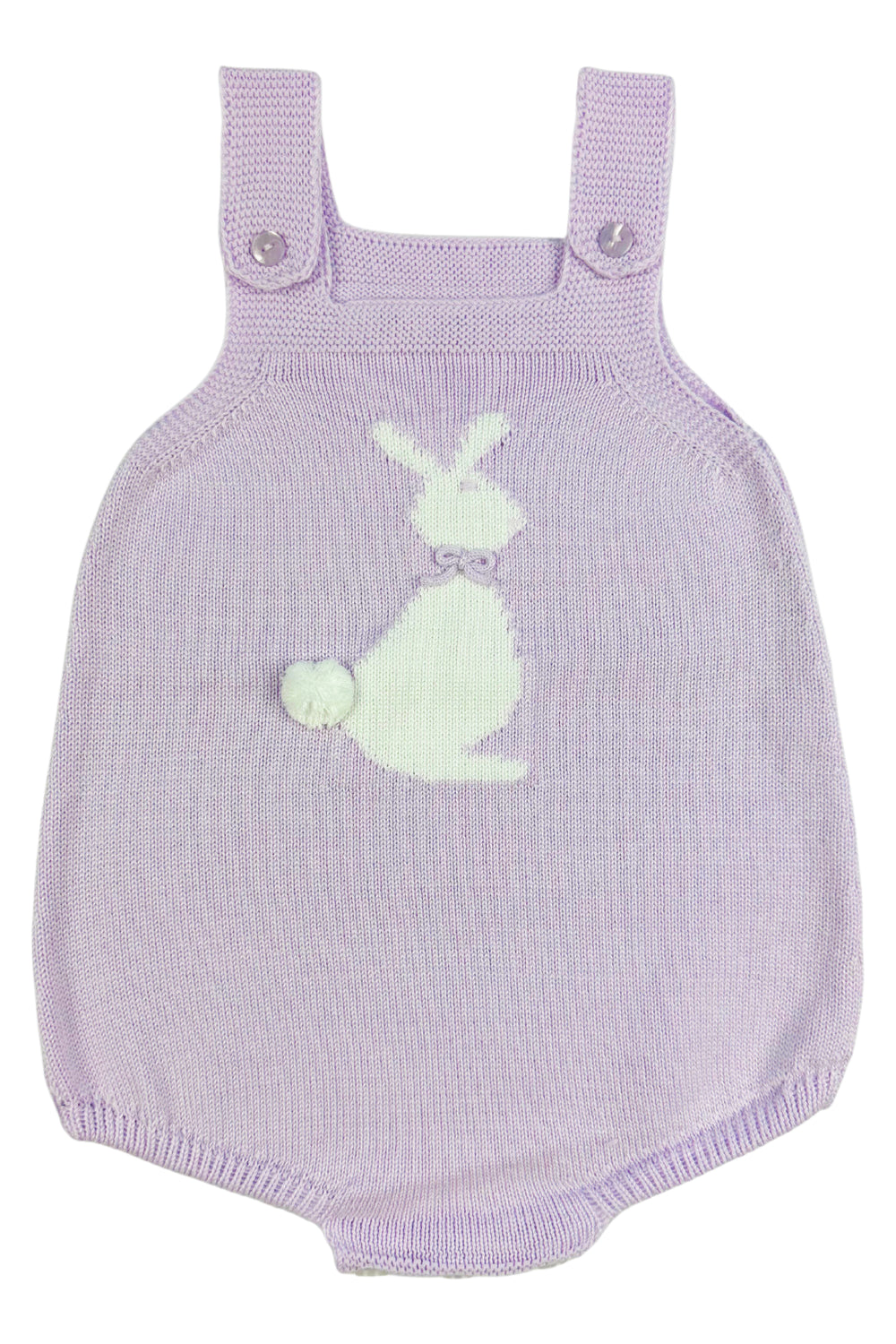 Granlei "Roux" Lilac Knit Bunny Dungaree Romper | Millie and John