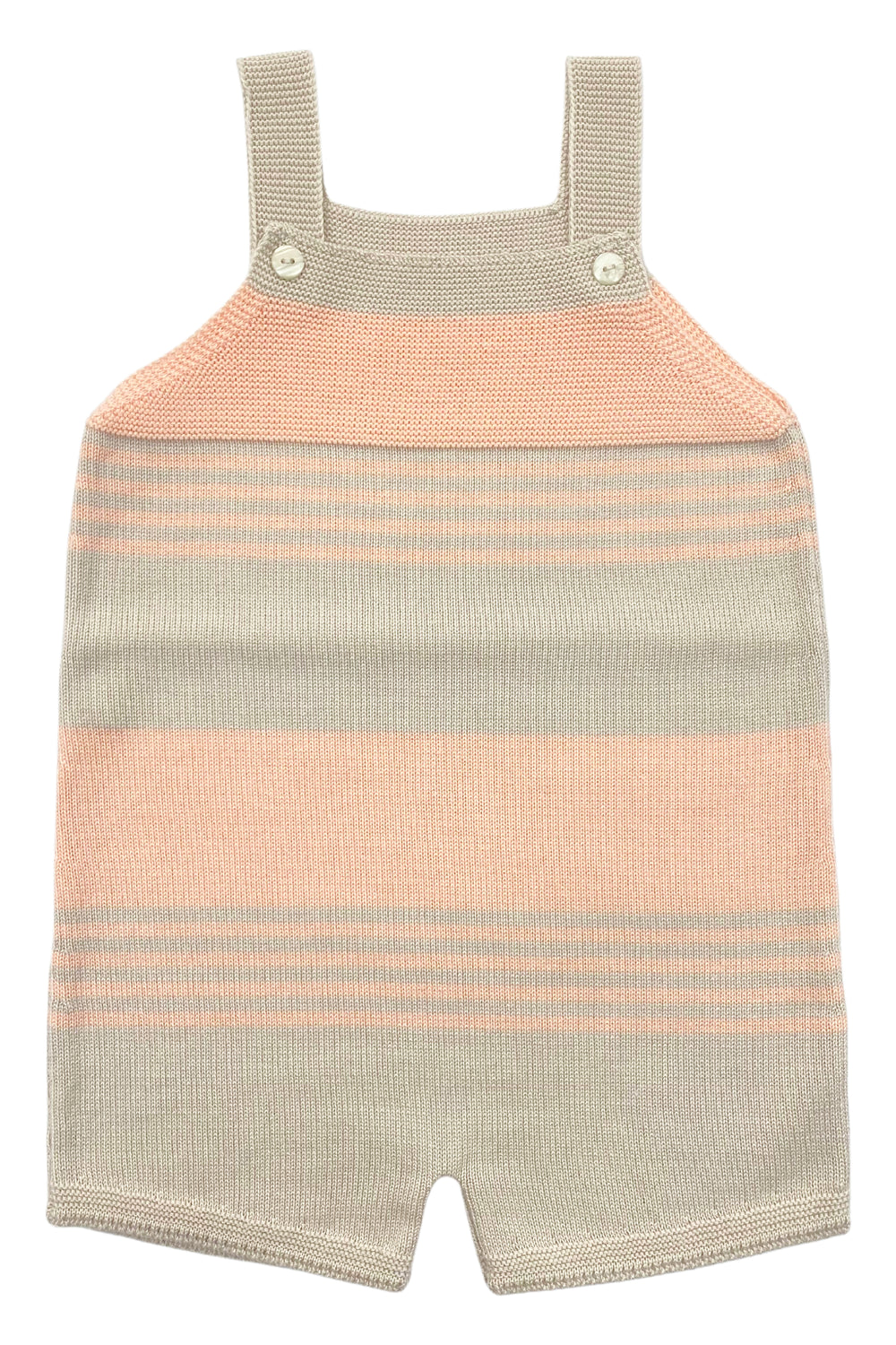 Granlei "Jovie" Stone & Peach Stripe Knit Dungarees | Millie and John