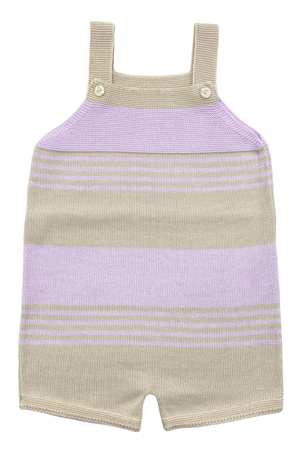 Granlei "Jovie" Stone & Lilac Stripe Knit Dungarees | Millie and John