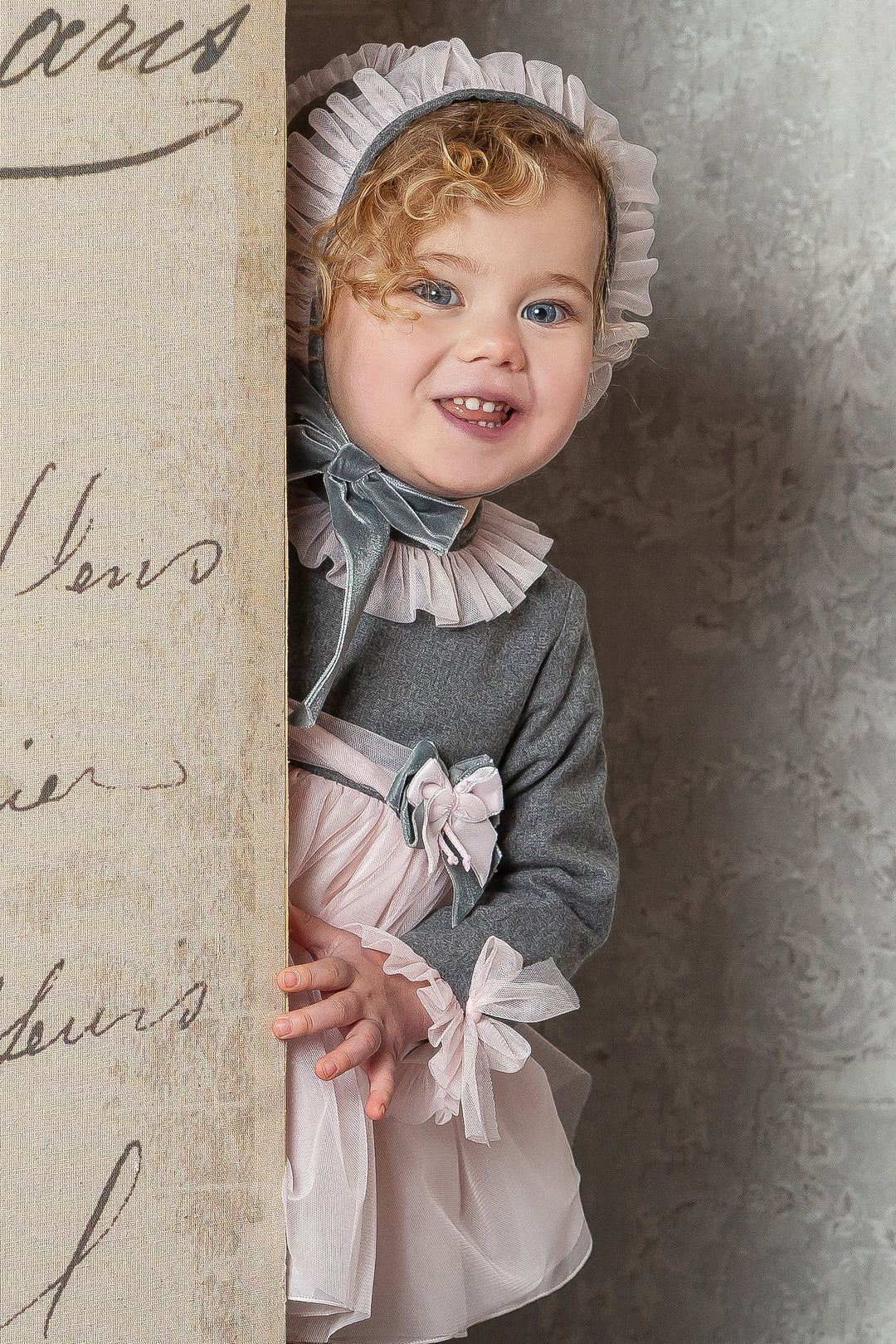Abuela Tata "Violette" Grey & Pink Tulle Dress Set | Millie and John