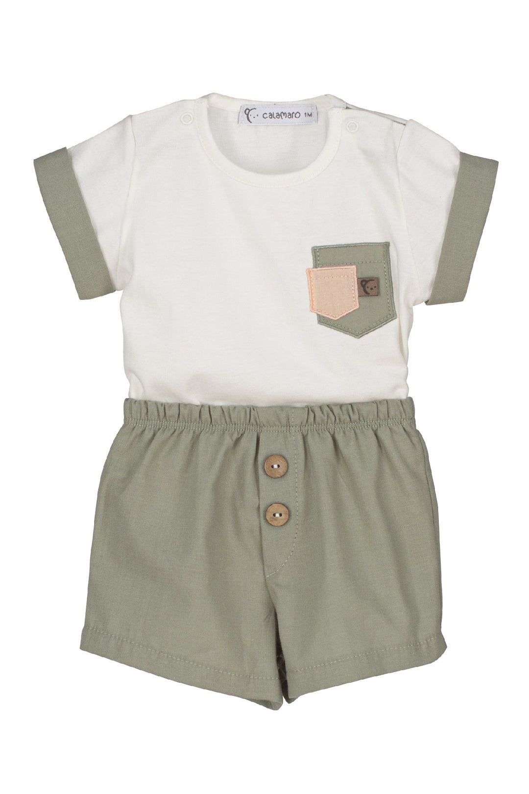 Calamaro "Asher" Khaki Green T-Shirt & Shorts | Millie and John