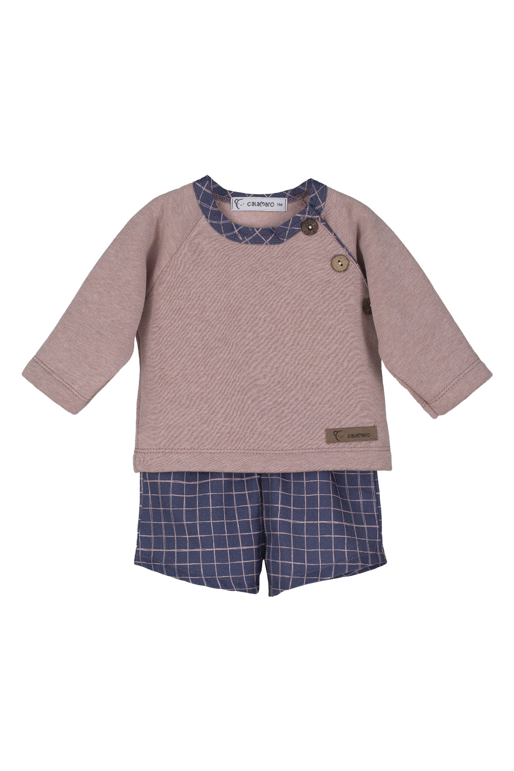 Calamaro "Cian" Mauve Top & Dusky Blue Shorts | Millie and John