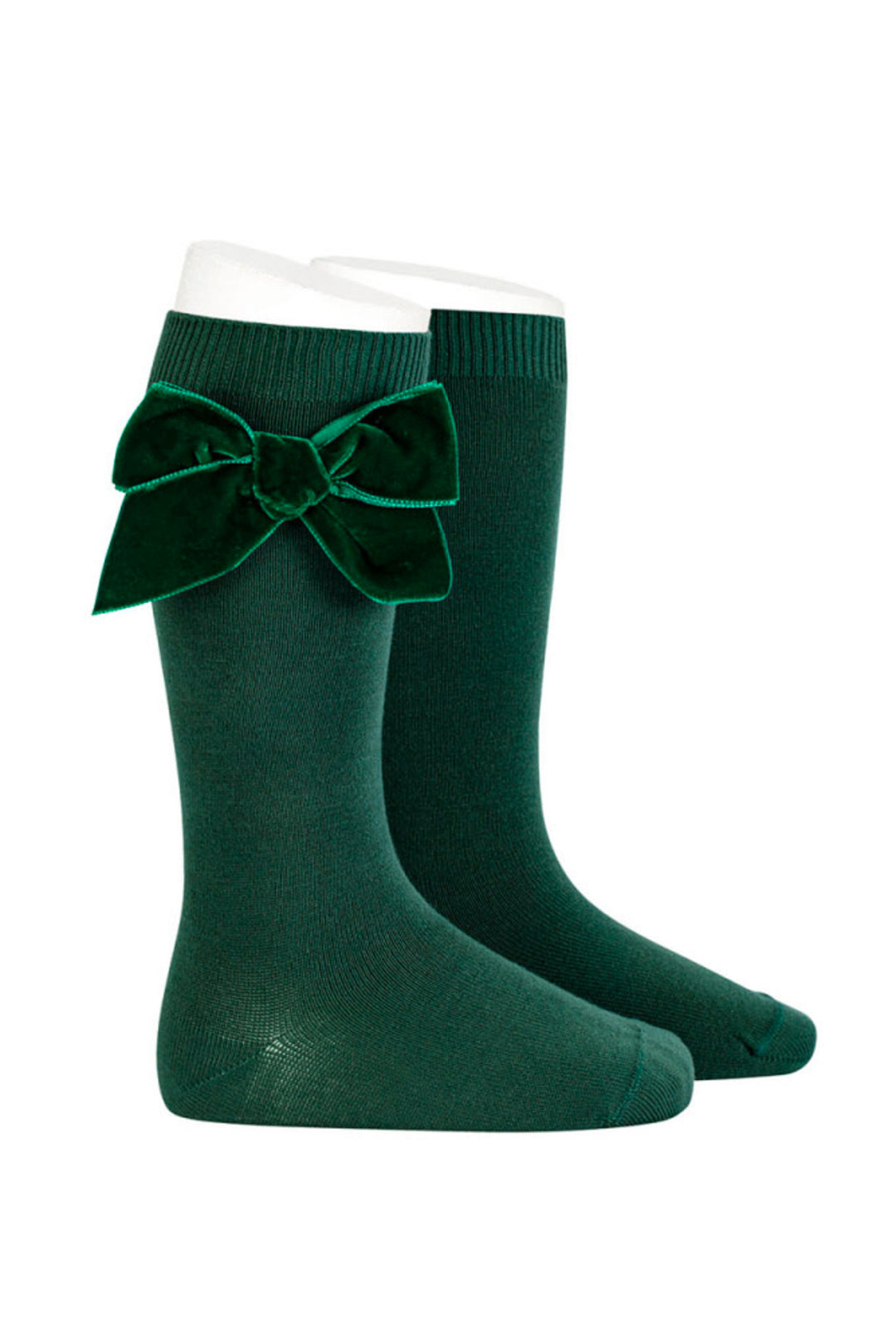 Condor Pine Green Velvet Bow Socks | Millie and John